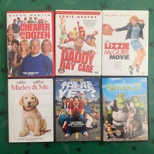 Lot of 6 Family Comedy Movies DVDs PG Marley & Me Shrek 2 Lizzie McGuire